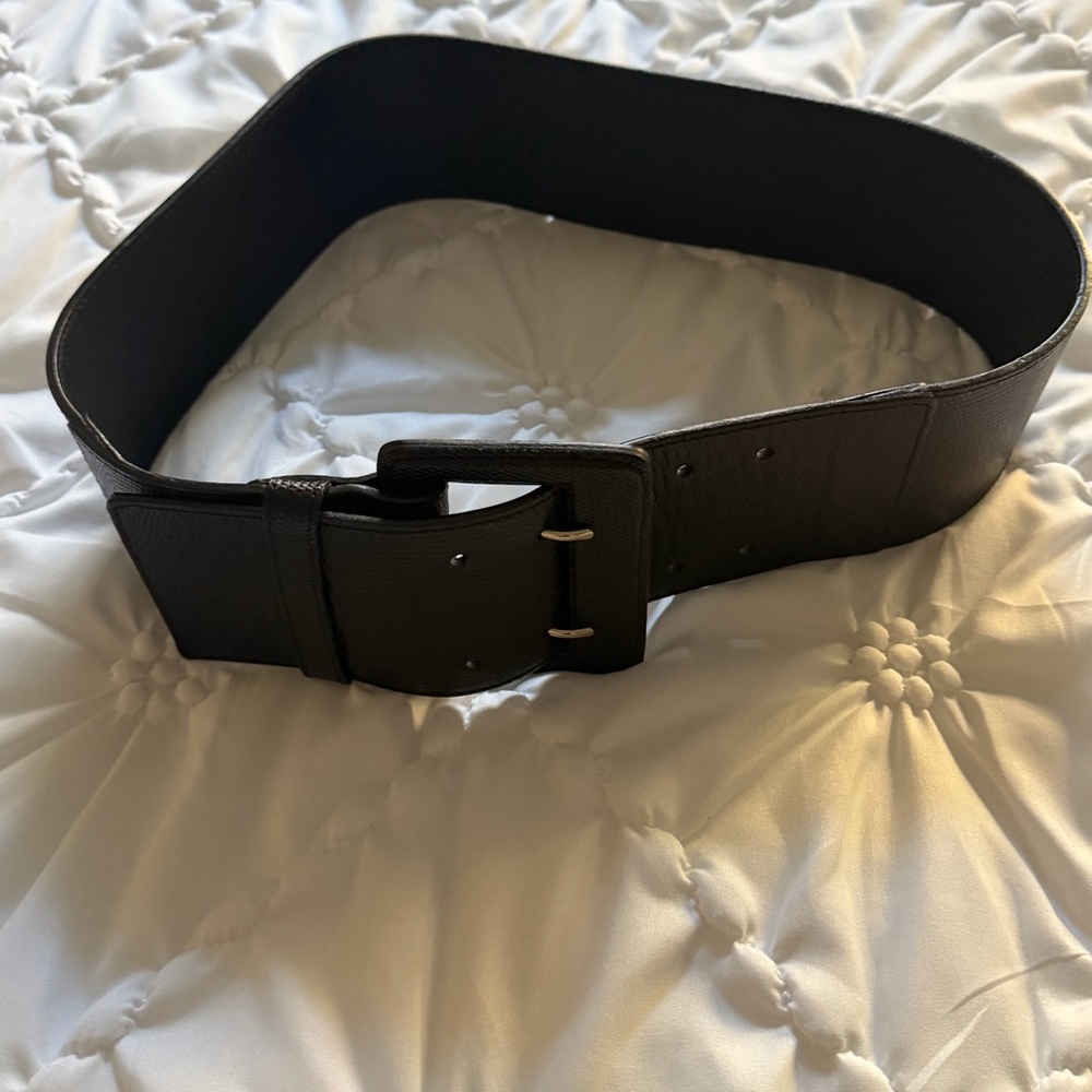 Genuine leather 3” Club Monaco Black Belt - Picture 7 of 7